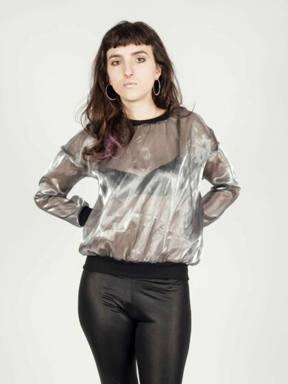 transparent silver blouse