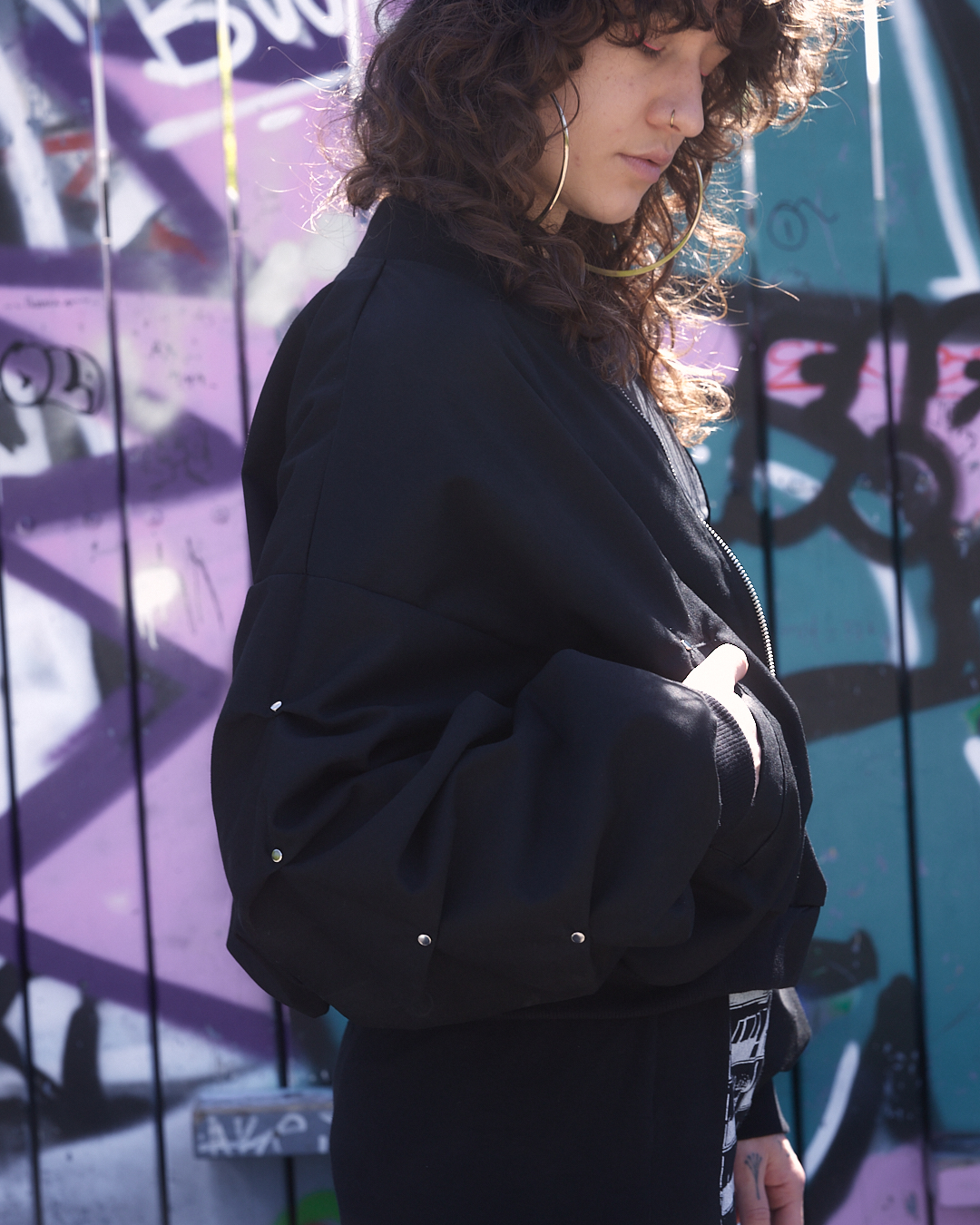 black block bomber jacket