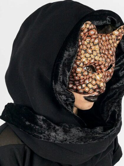 velour hooded scarf