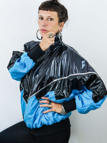 disco jacket #165// holographic stripes