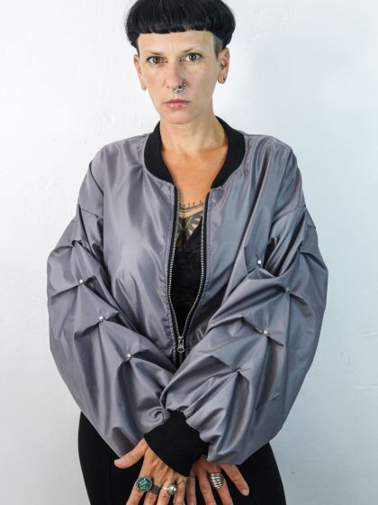 Bomber jacket with pins