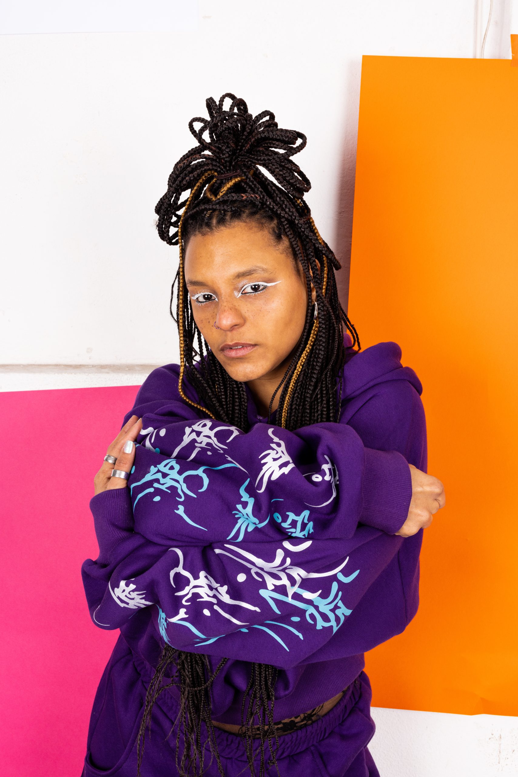 crop hoodie with prints// 3 colors // Acid Habibi -