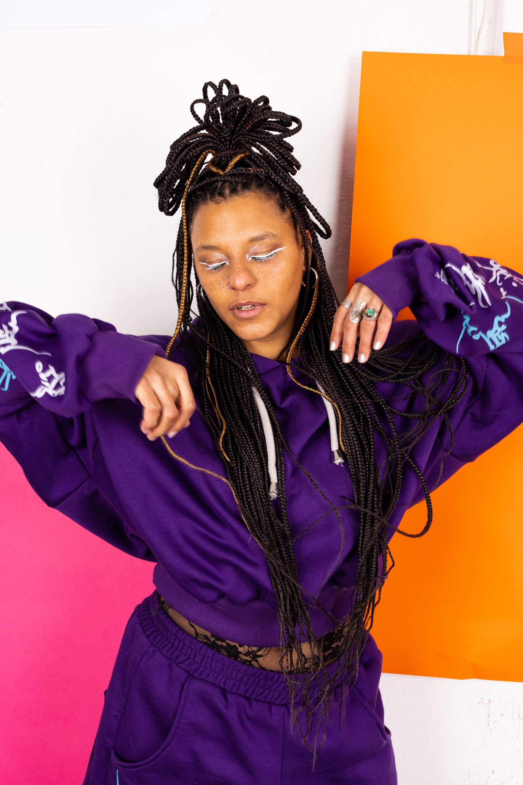 crop hoodie with prints// 3 colors // Acid Habibi -